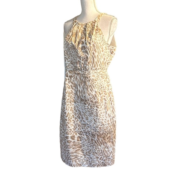 Calvin Klein Sleeveless Halter Sheath Cocktail Dress Women SZ 10 Tan Latte NEW - Picture 3 of 9